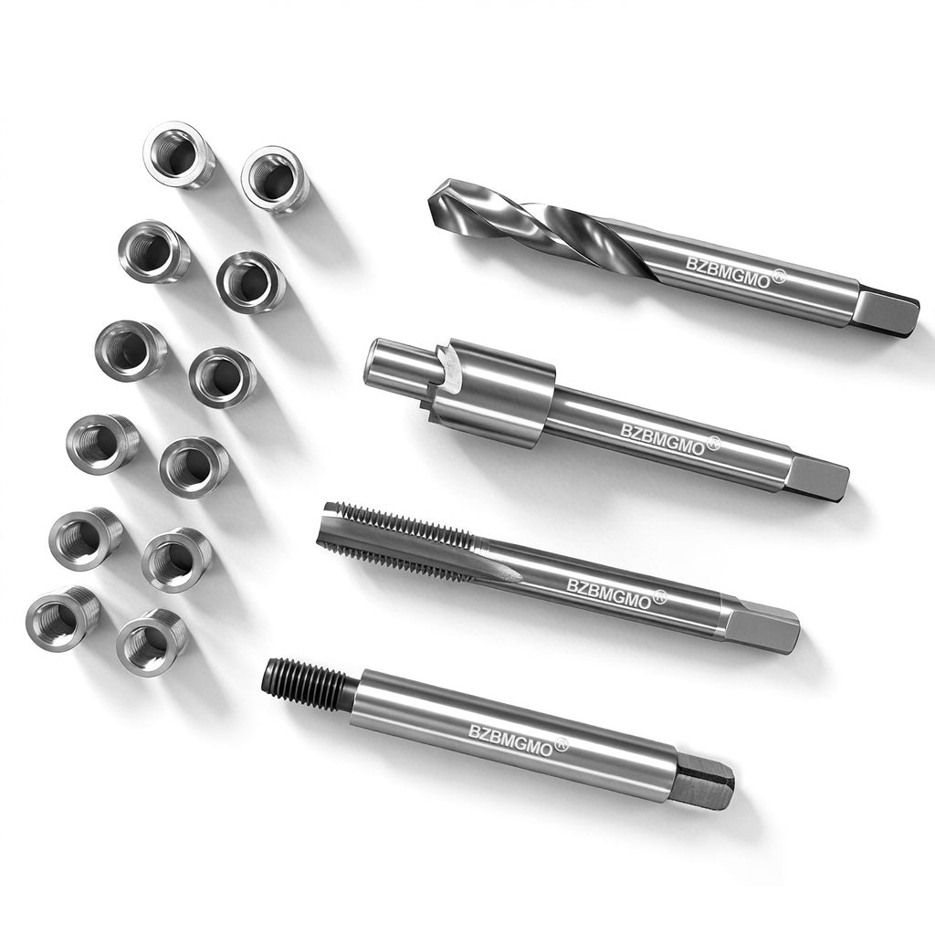 BZBMGMO M6x1.0 Metric Thread Repair Kit, 12 Stainless Inserts(7.4mm), HSS Tools