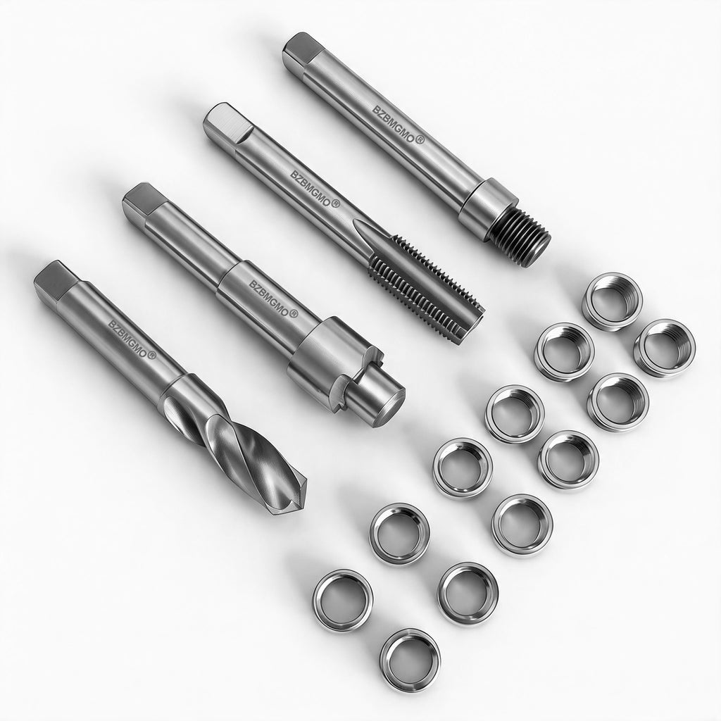 BZBMGMO M14x1.5 Thread Repair Kit, 12 Stainless Inserts(9.4mm), HSS Tools