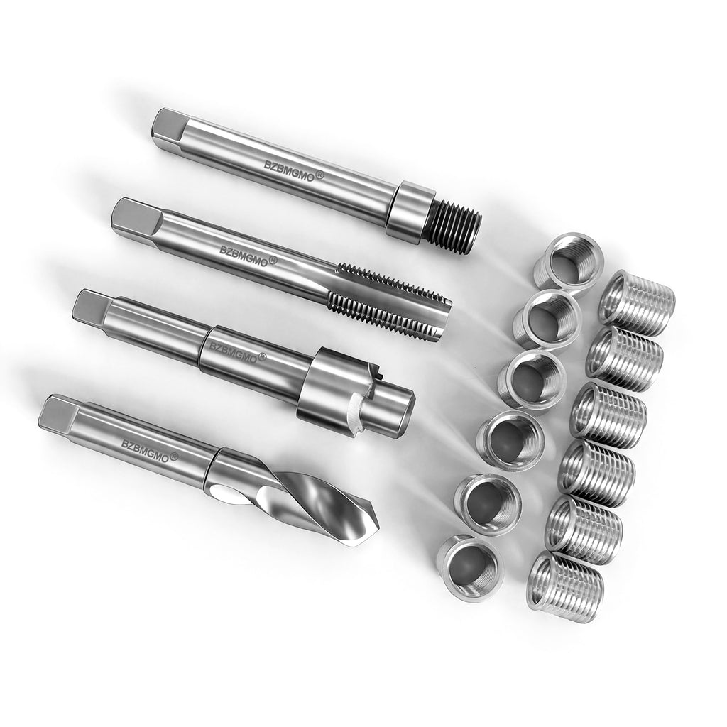 BZBMGMO M14x1.5 Thread Repair Kit, 12 Stainless Inserts(16.2mm), HSS Tools
