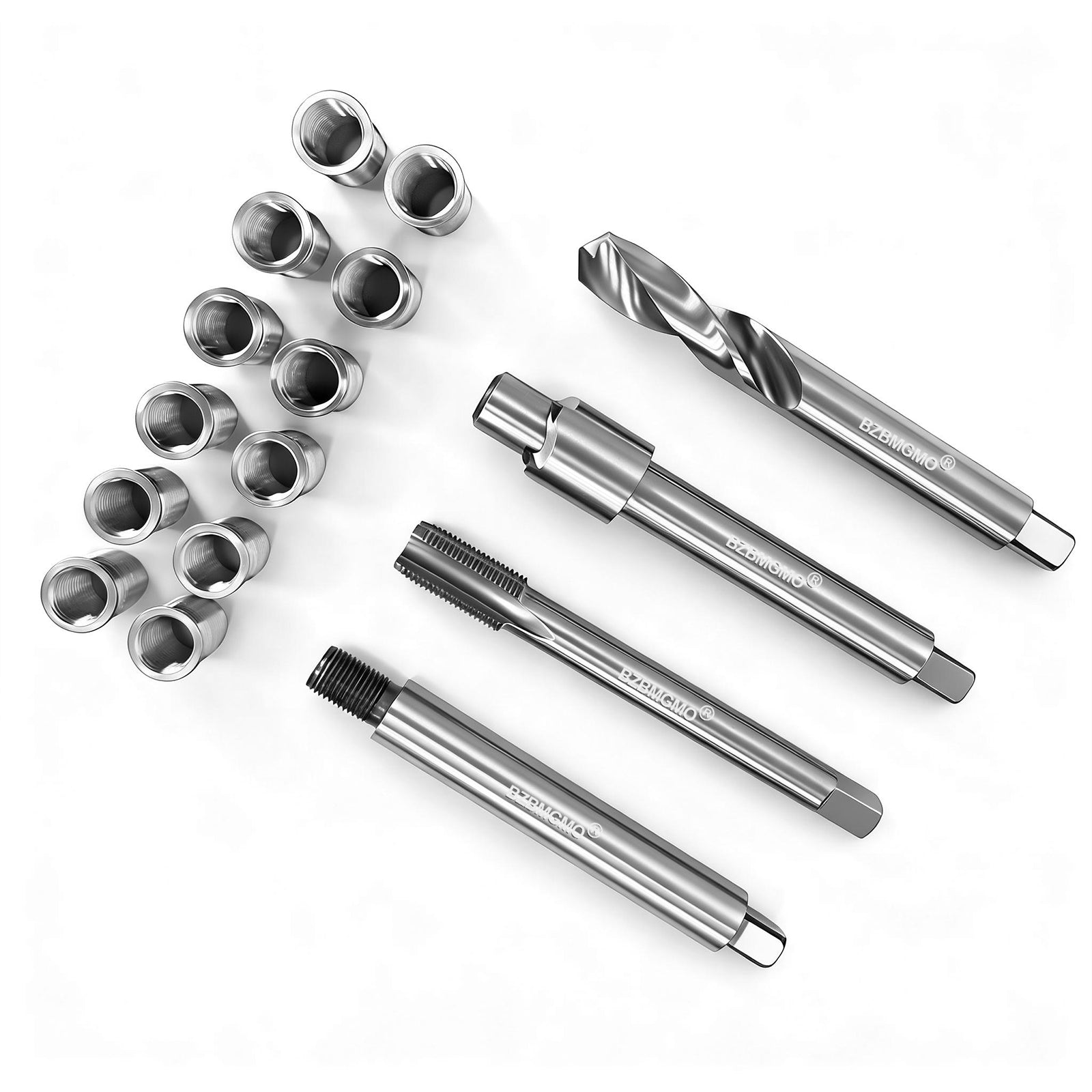 BZBMGMO M10x1.0 Thread Repair Kit, 12 Stainless Inserts(16.2mm), HSS Tools