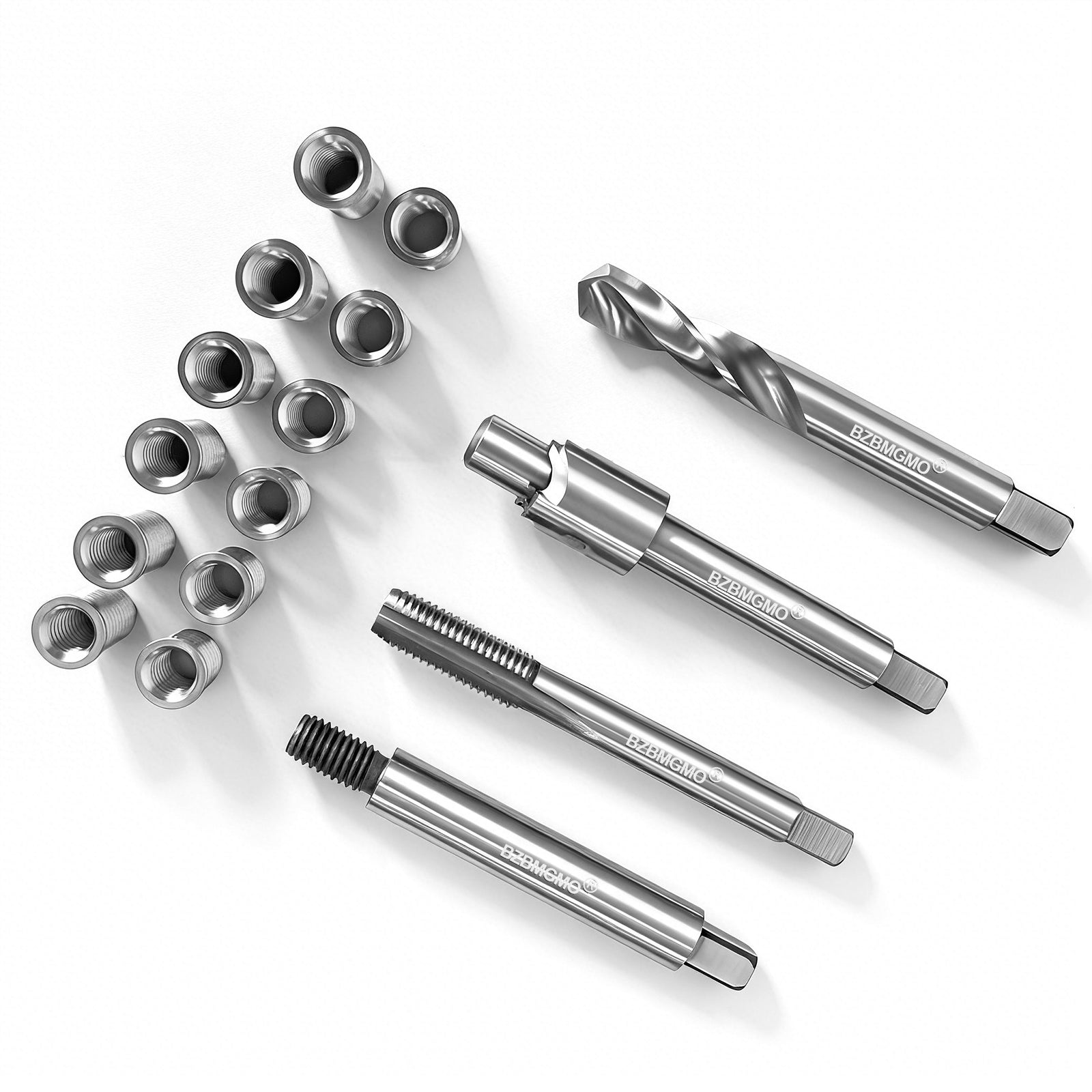 BZBMGMO M8x1.0 Thread Repair Kit, 12 Stainless Inserts(11.4/15.4mm), HSS Tools
