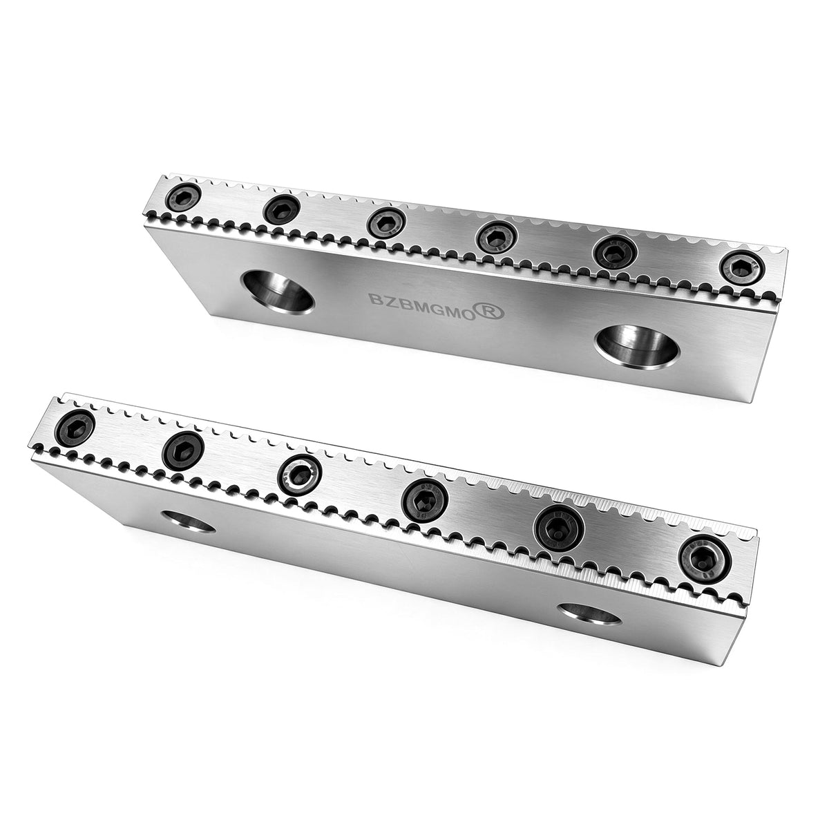 BZBMGMO 6" CNC Milling Steel Hardened Vise Jaws with Serrated Inserts (Pair)