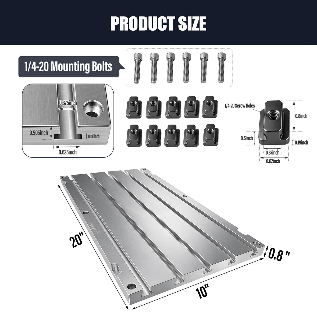 BZBMGMO 20" x 10" x 0.8" Aluminum T-Slot Plate Fixture Table