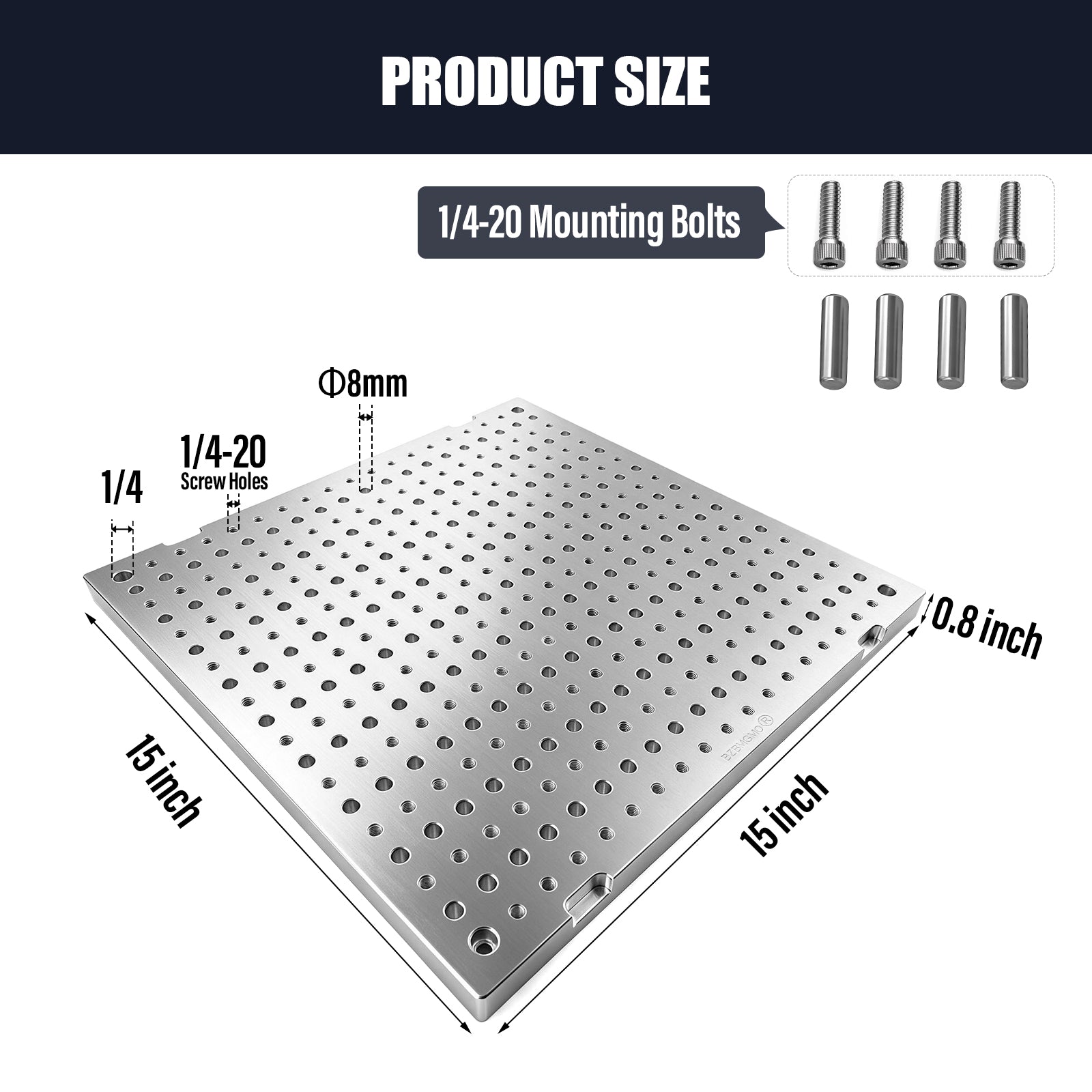 BZBMGMO 15x15x0.8" MIC 6 Aluminum Fixture / Sacrificial Plate, Mini Pallet