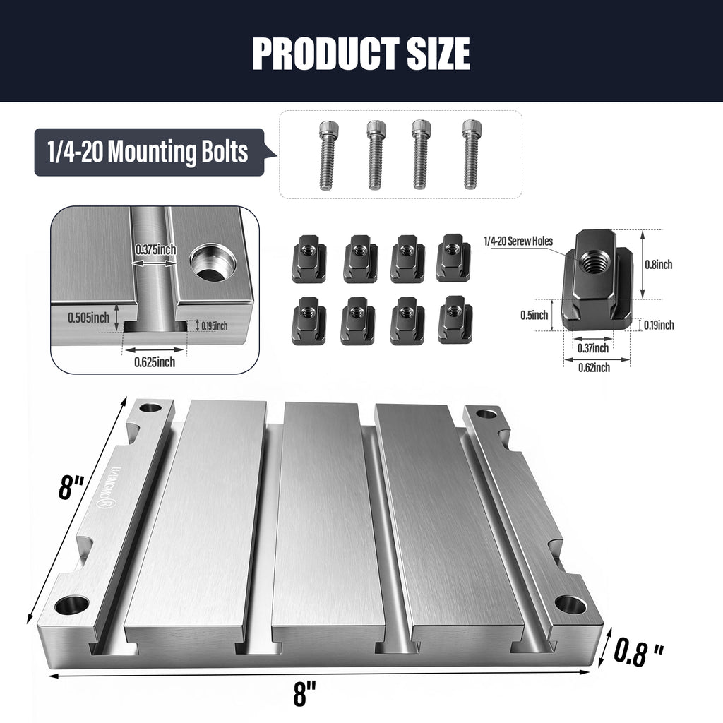 BZBMGMO 8" x 8" x 0.8" Aluminum T-Slot Plate Fixture Table