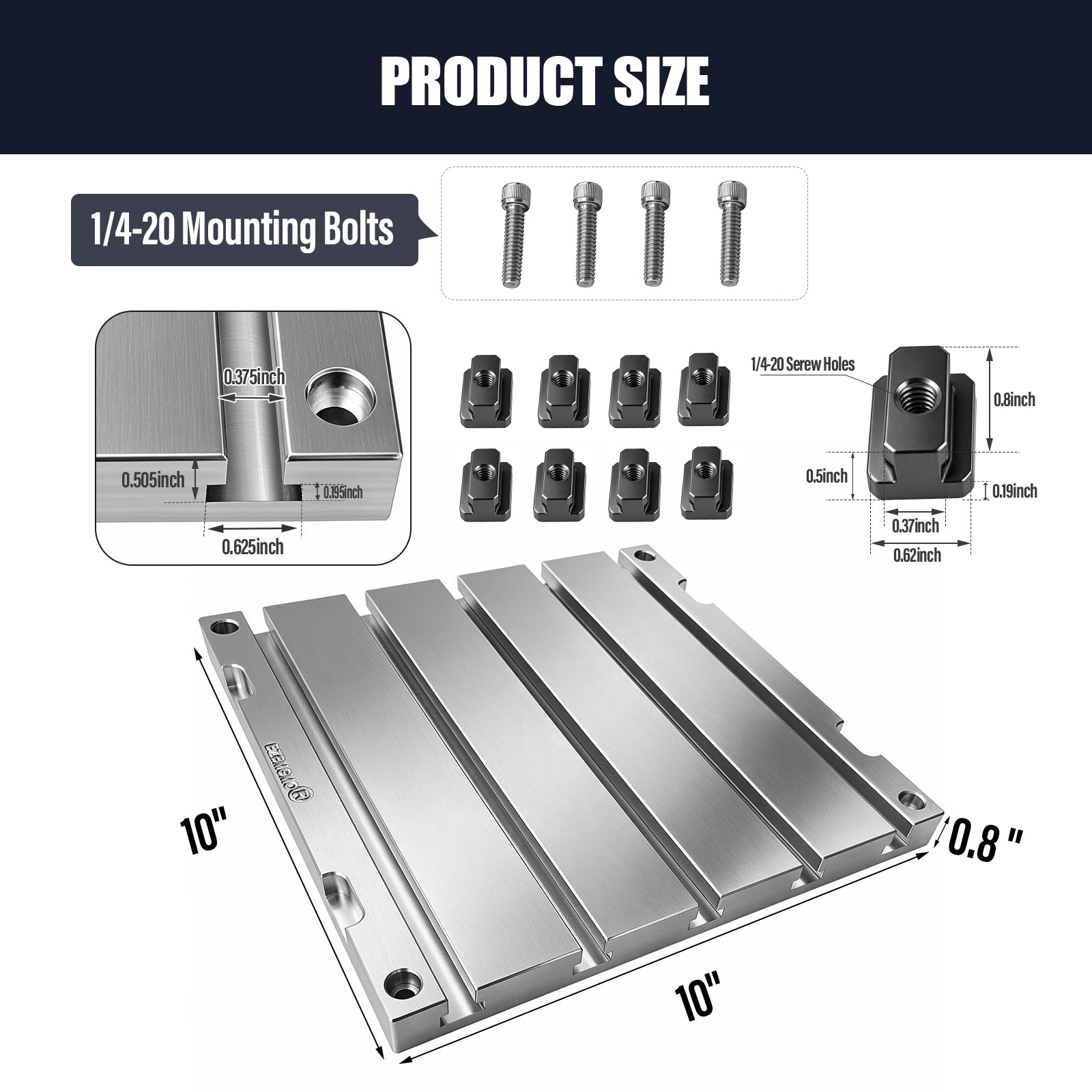 BZBMGMO 10" x 10" x 0.8" Aluminum T-Slot Plate Fixture Table