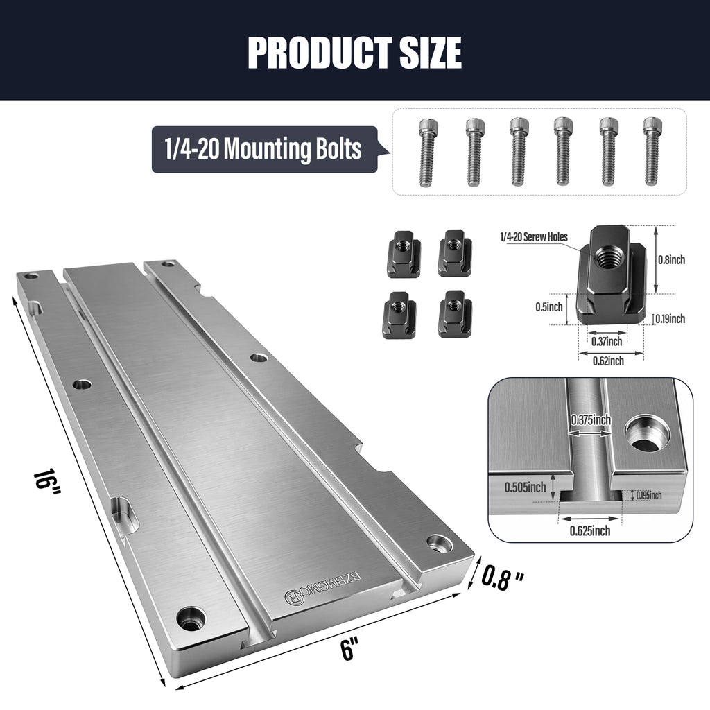 BZBMGMO 6" x 16" x 0.8" Aluminum T-Slot Plate Fixture Table