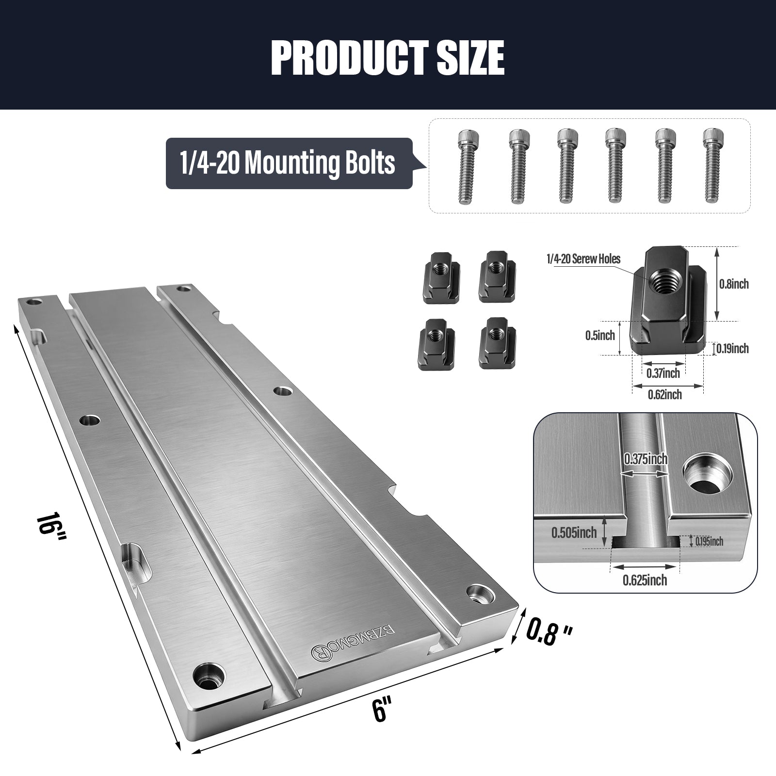 BZBMGMO 6" x 16" x 0.8" Aluminum T-Slot Plate Fixture Table