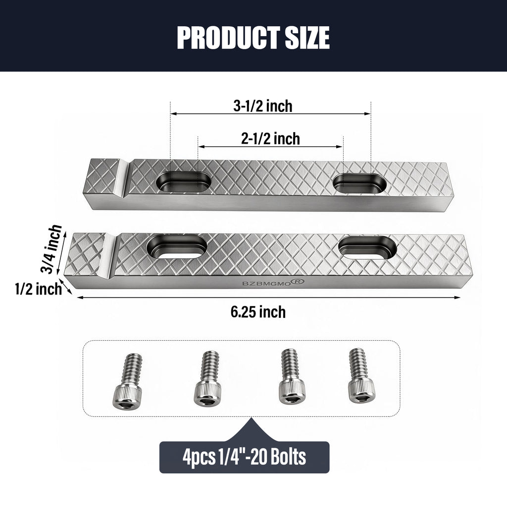 BZBMGMO 6-1/2" x 3/4" Steel Vise Jaws for Craftsman, Gray & Columbia Vises