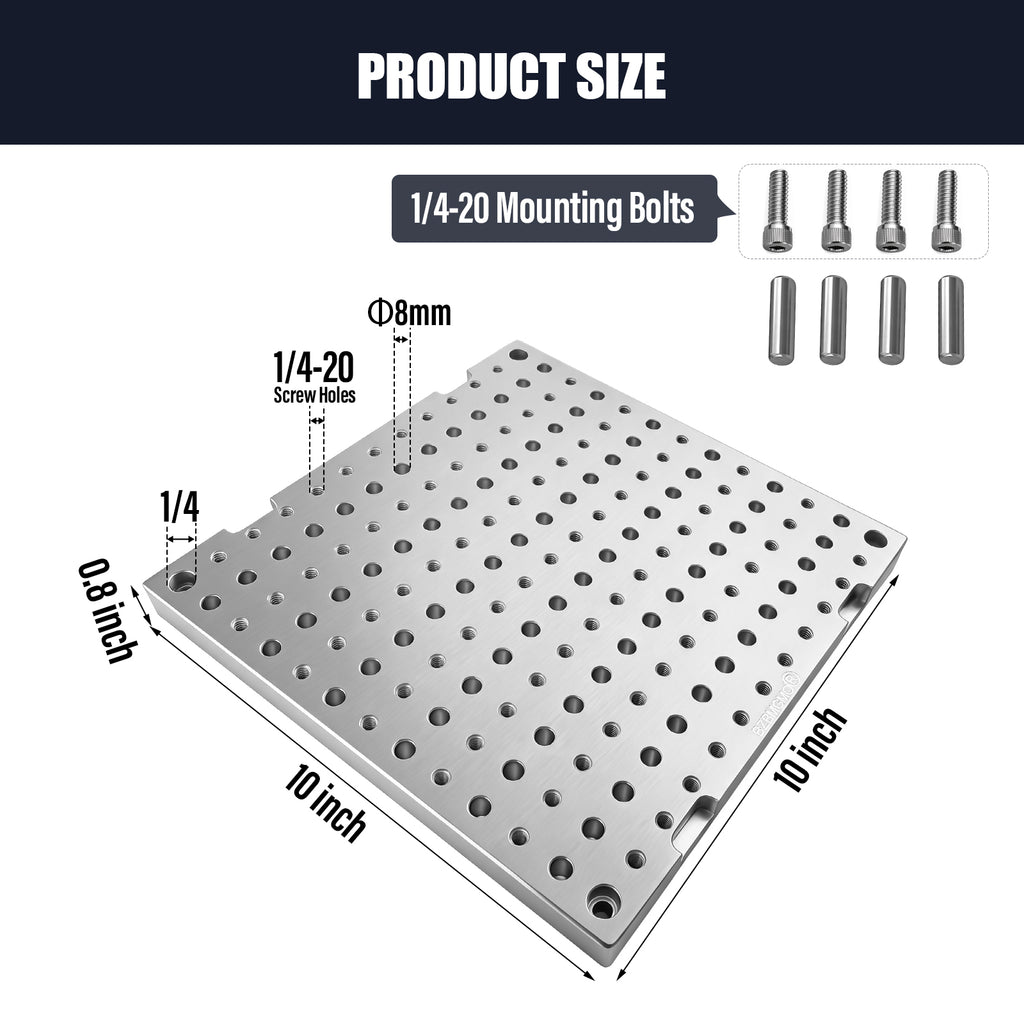 BZBMGMO 10x10x0.8" MIC 6 Aluminum Fixture / Sacrificial Plate, Mini Pallet