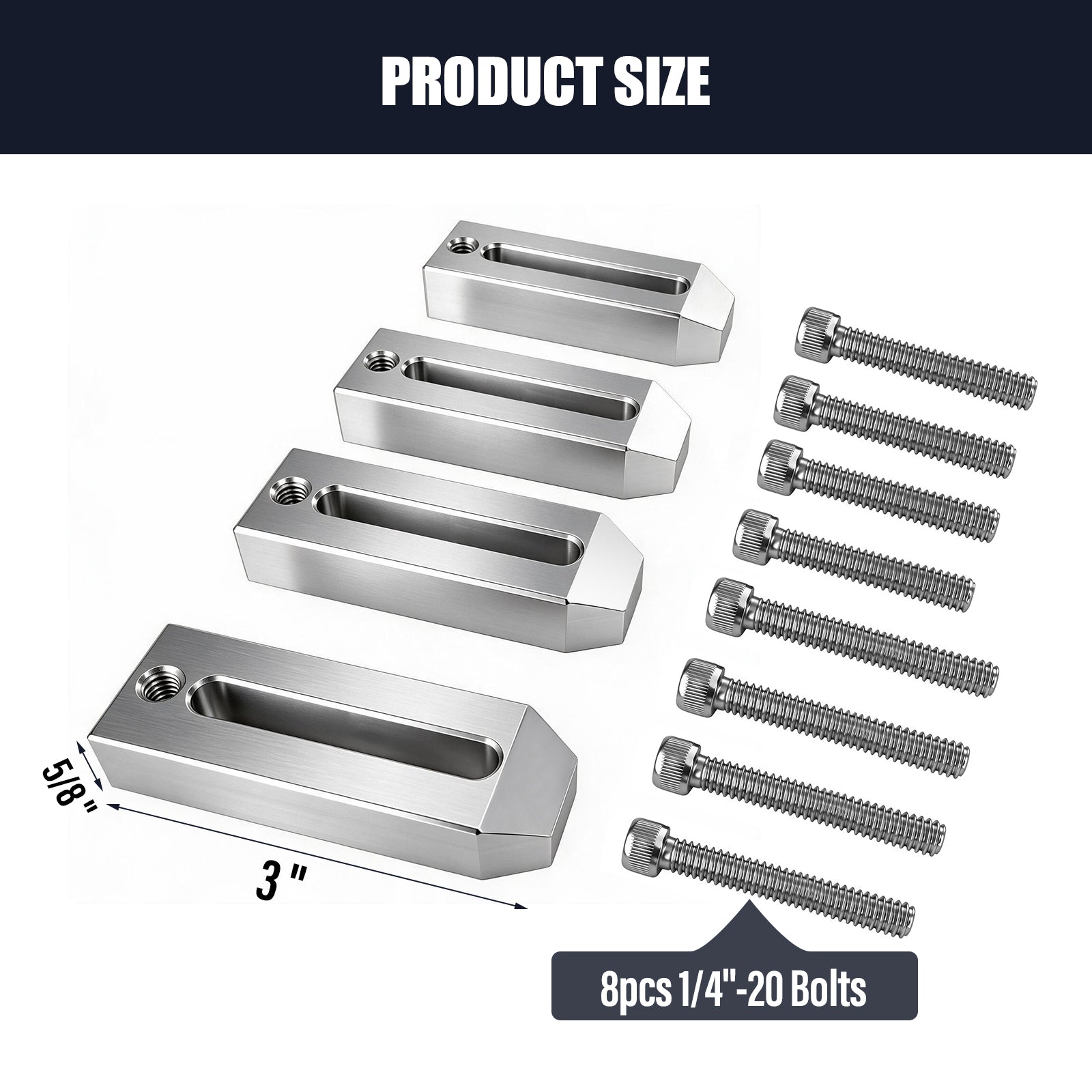 BZBMGMO 3" Aluminum Hold Down Tool Room Clamps (1/4"-20 Thread)
