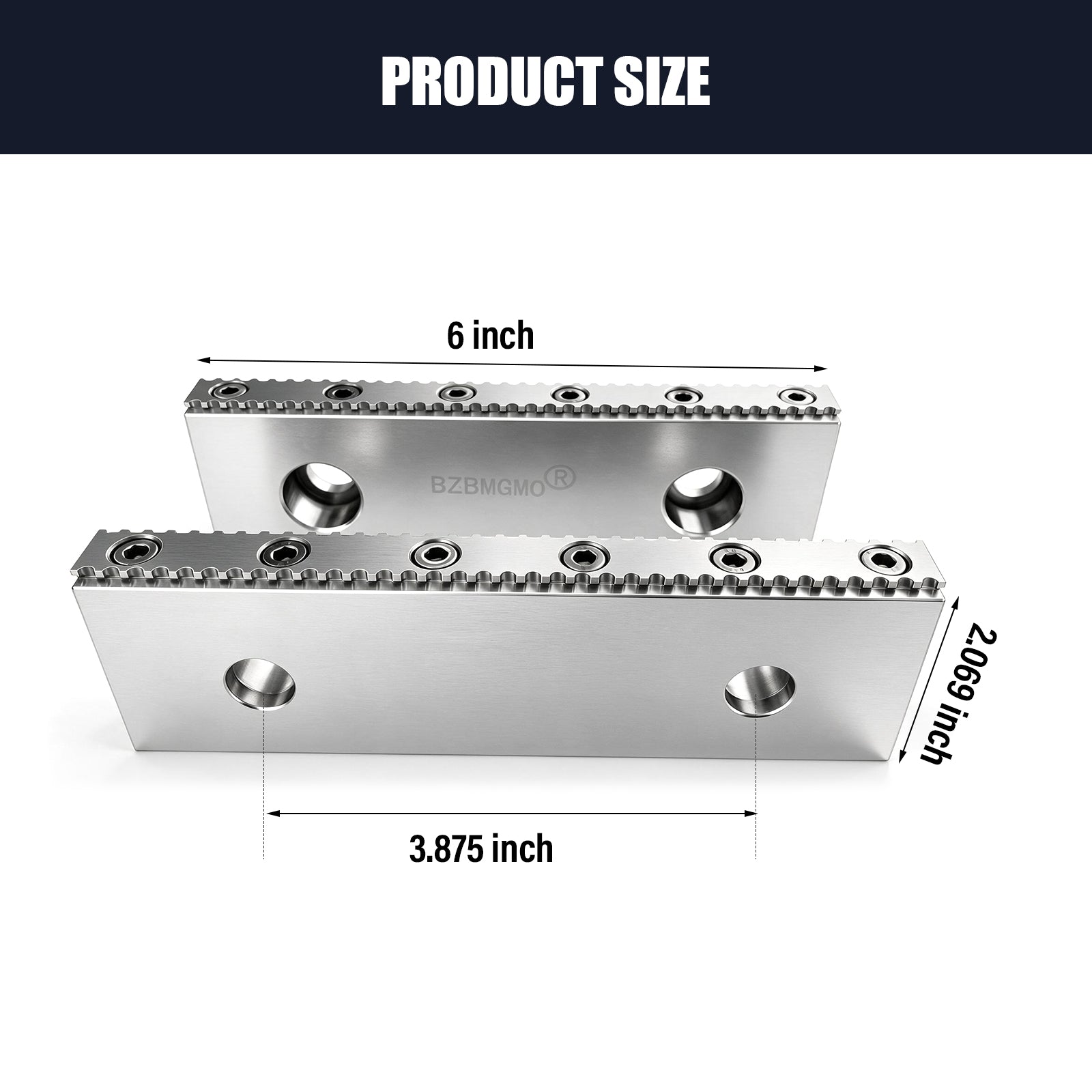 BZBMGMO 6" CNC Milling Steel Hardened Vise Jaws with Serrated Inserts (Pair)