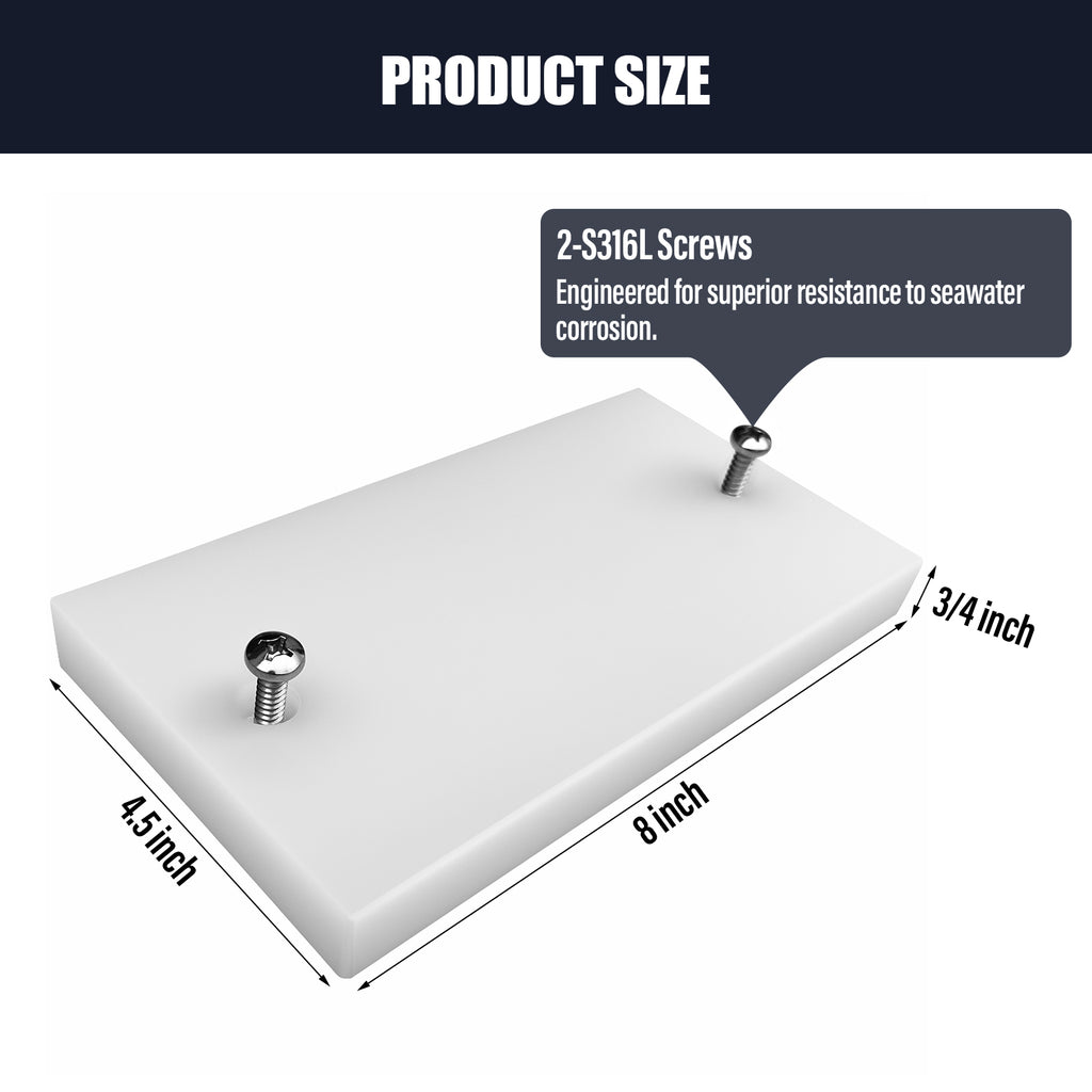 BZBMGMO Transom Transducer Boat Mounting Board Plate 8" x 4.5" Marine PVC