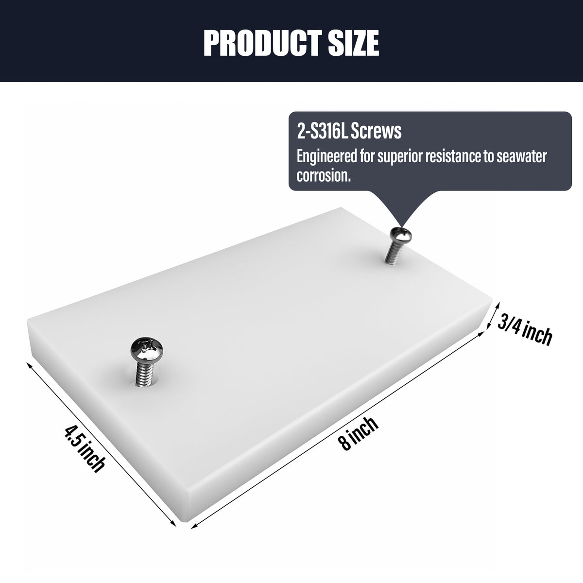 BZBMGMO Transom Transducer Boat Mounting Board Plate 8" x 4.5" Marine PVC