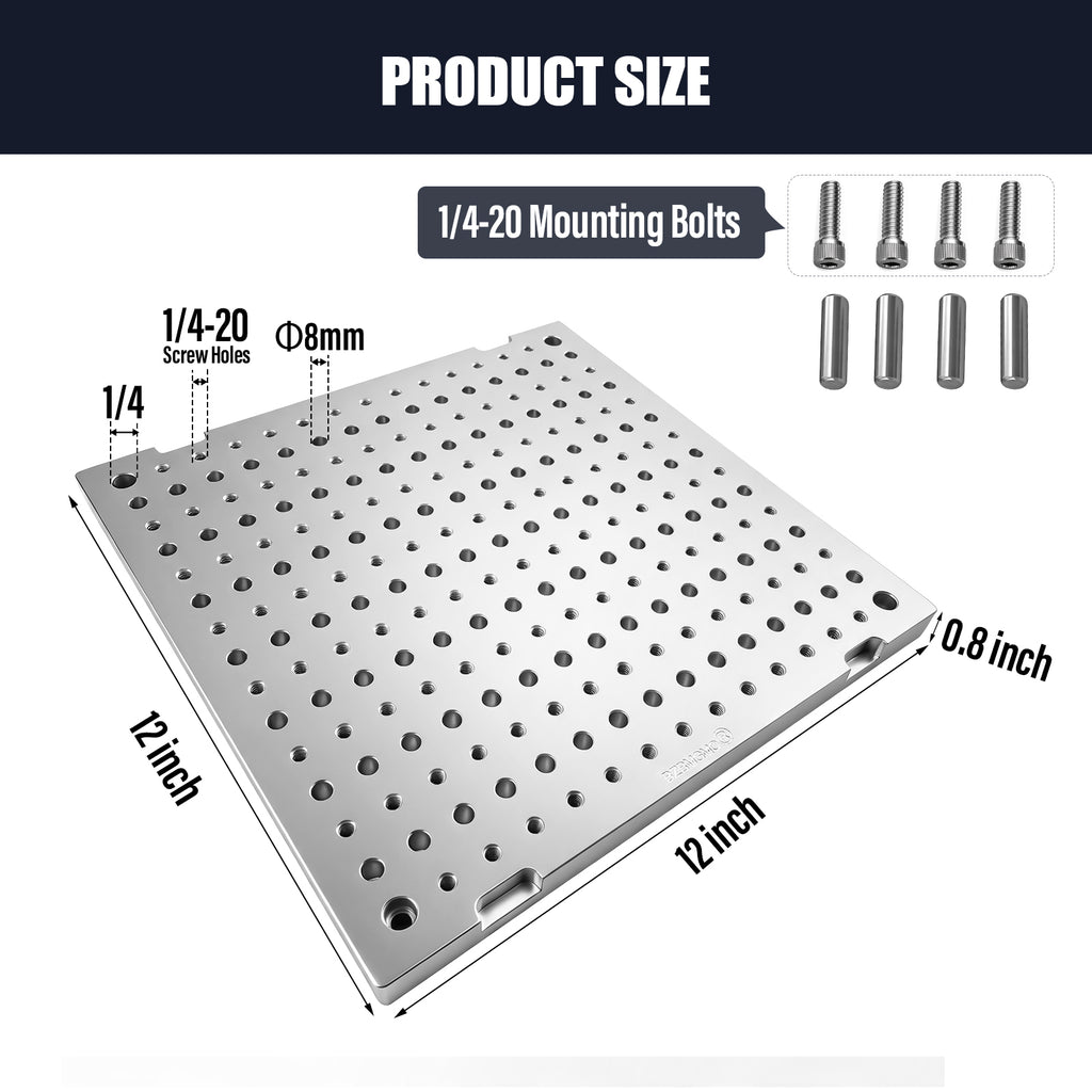 BZBMGMO 12x12x0.8" MIC 6 Aluminum Fixture / Sacrificial Plate, Mini Pallet