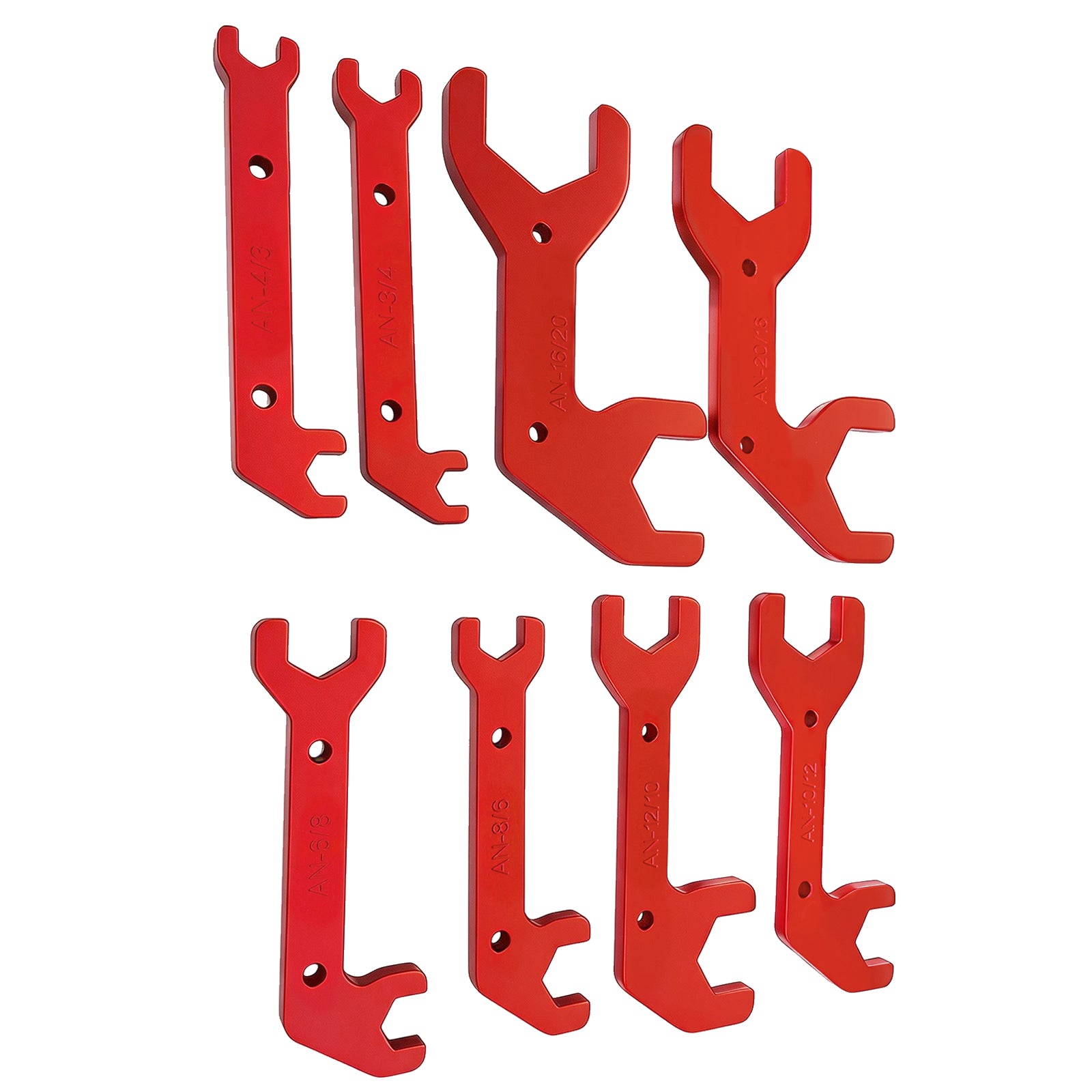 BZBMGMO AN  Aluminum AN Fitting Wrench Set (8-Piece Set, Red)