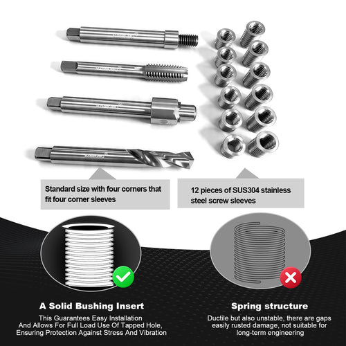 BZBMGMO 3/8-16 Inch SAE Thread Repair Kit,Stainless Inserts(3/4 & 1/2 Inch)