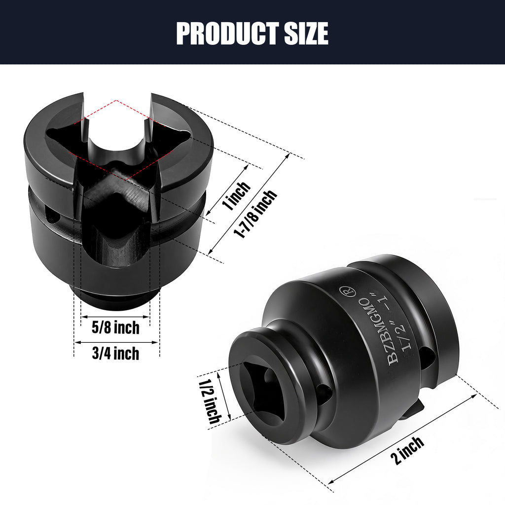 BZBMGMO 1/2" Drive Lineman Socket for 1" Square Nuts (5/8" & 3/4" Slot)