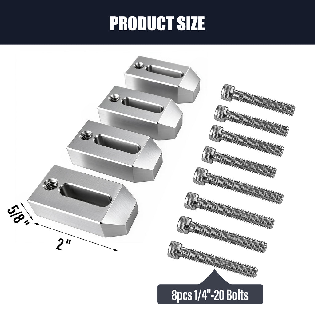 BZBMGMO 2" Aluminum Hold Down Tool Room Clamps (1/4"-20 Thread)