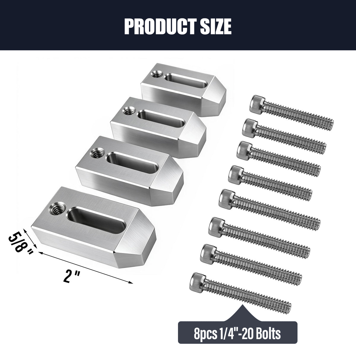 BZBMGMO 2" Aluminum Hold Down Tool Room Clamps (1/4"-20 Thread)