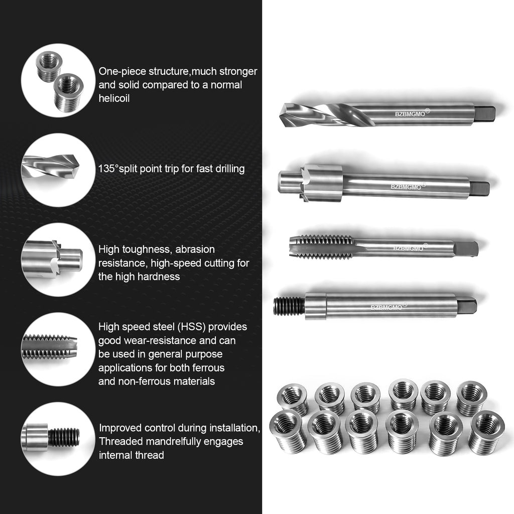 BZBMGMO 5/16-18 Inch SAE Thread Repair Kit,Stainless Inserts(3/4 & 1/2 Inch)