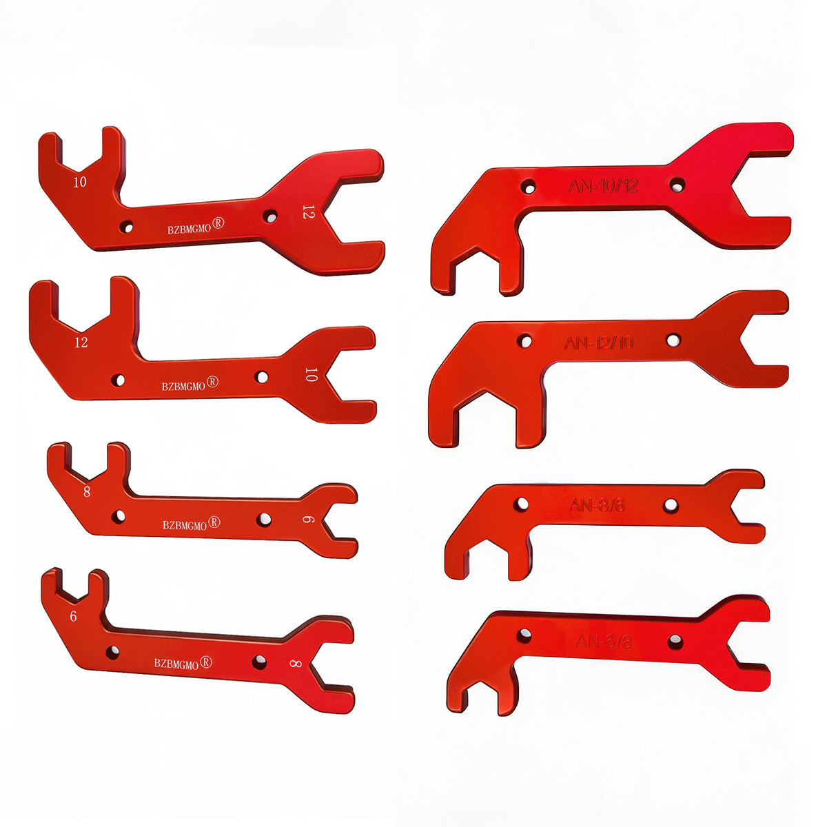 BZBMGMO AN  Aluminum AN Fitting Wrench Set (4-Piece Set, Red)