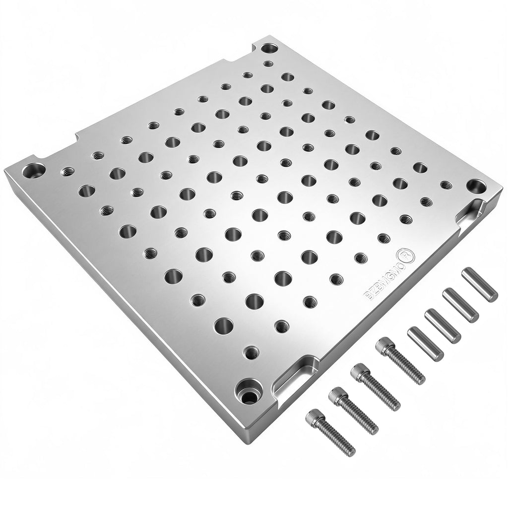 BZBMGMO 8x8x0.8" MIC 6 Aluminum Fixture / Sacrificial Plate, Mini Pallet, 1/4-20