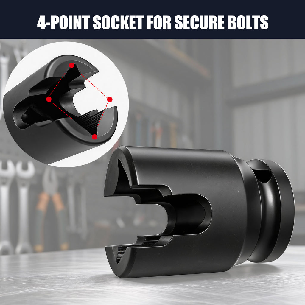 BZBMGMO 1/2" Drive Lineman Socket for 3/4" Square Nuts (3/8" & 9/16" Slot)