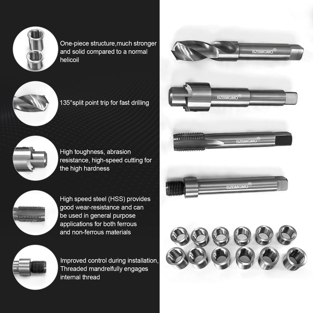 BZBMGMO 1/2-20 Inch SAE Thread Repair Kit,Stainless Inserts(3/4 & 1/2 Inch)