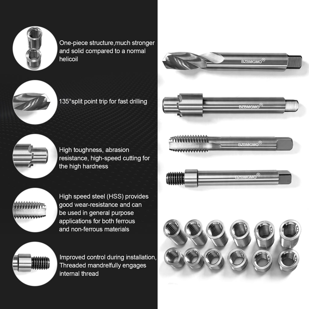 BZBMGMO 7/16-14 Inch SAE Thread Repair Kit,Stainless Inserts(3/4 & 1/2 Inch)