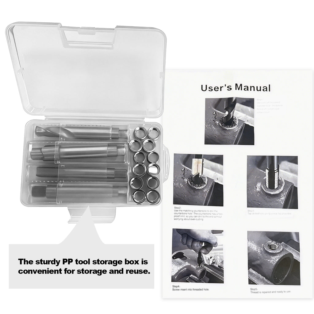BZBMGMO M12x1.25 Thread Repair Kit, 12 Stainless Inserts(9.4mm), HSS Tools