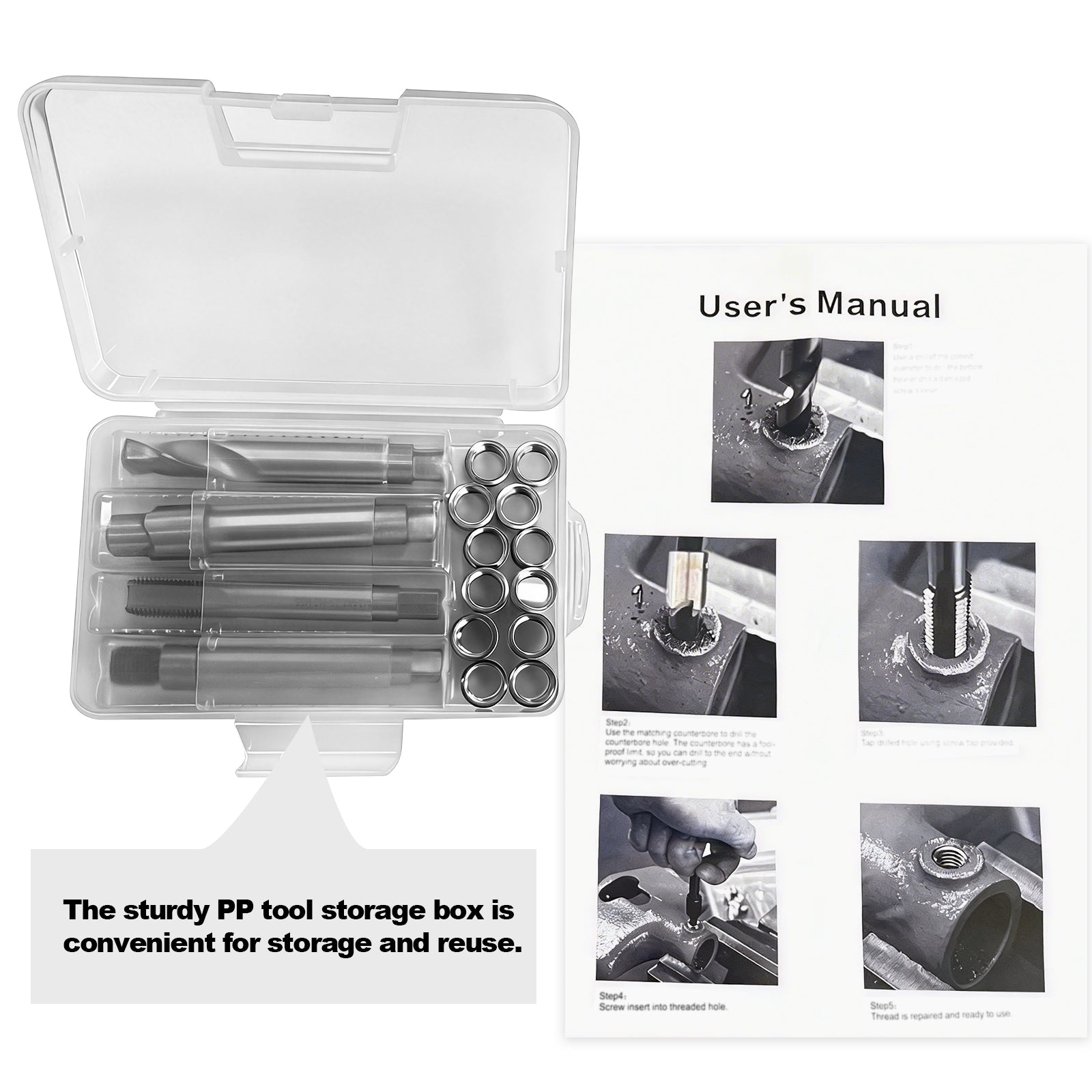 BZBMGMO M12x1.25 Thread Repair Kit, 12 Stainless Inserts(9.4mm), HSS Tools