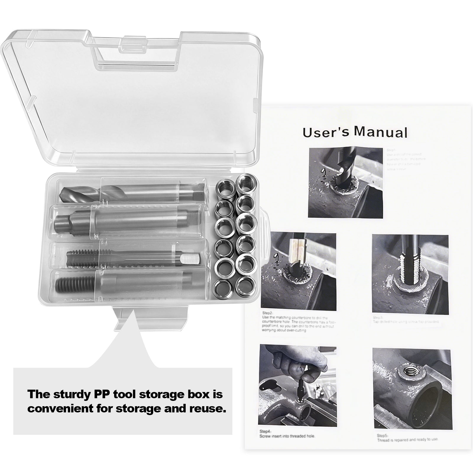 BZBMGMO M11x2 Thread Repair Kit, 12 Stainless Inserts(16.2/28mm), HSS Tools