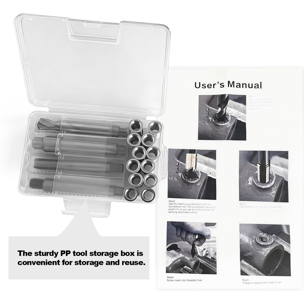 BZBMGMO M11x1.5 Thread Repair Kit, 12 Stainless Inserts(28mm), HSS Tools