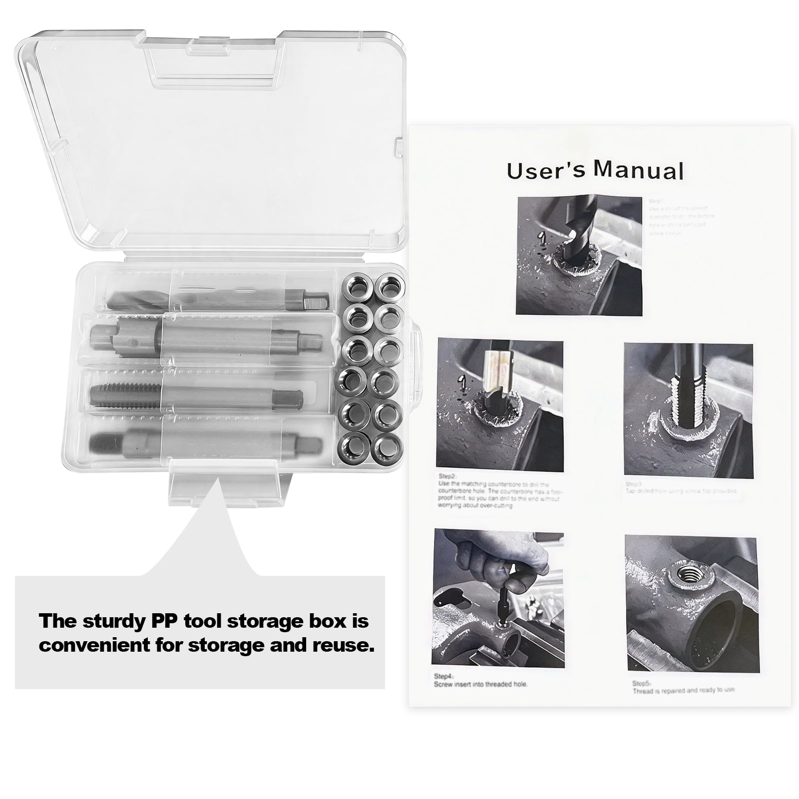 BZBMGMO 3/8-16 Inch SAE Thread Repair Kit,Stainless Inserts(3/4 & 1/2 Inch)