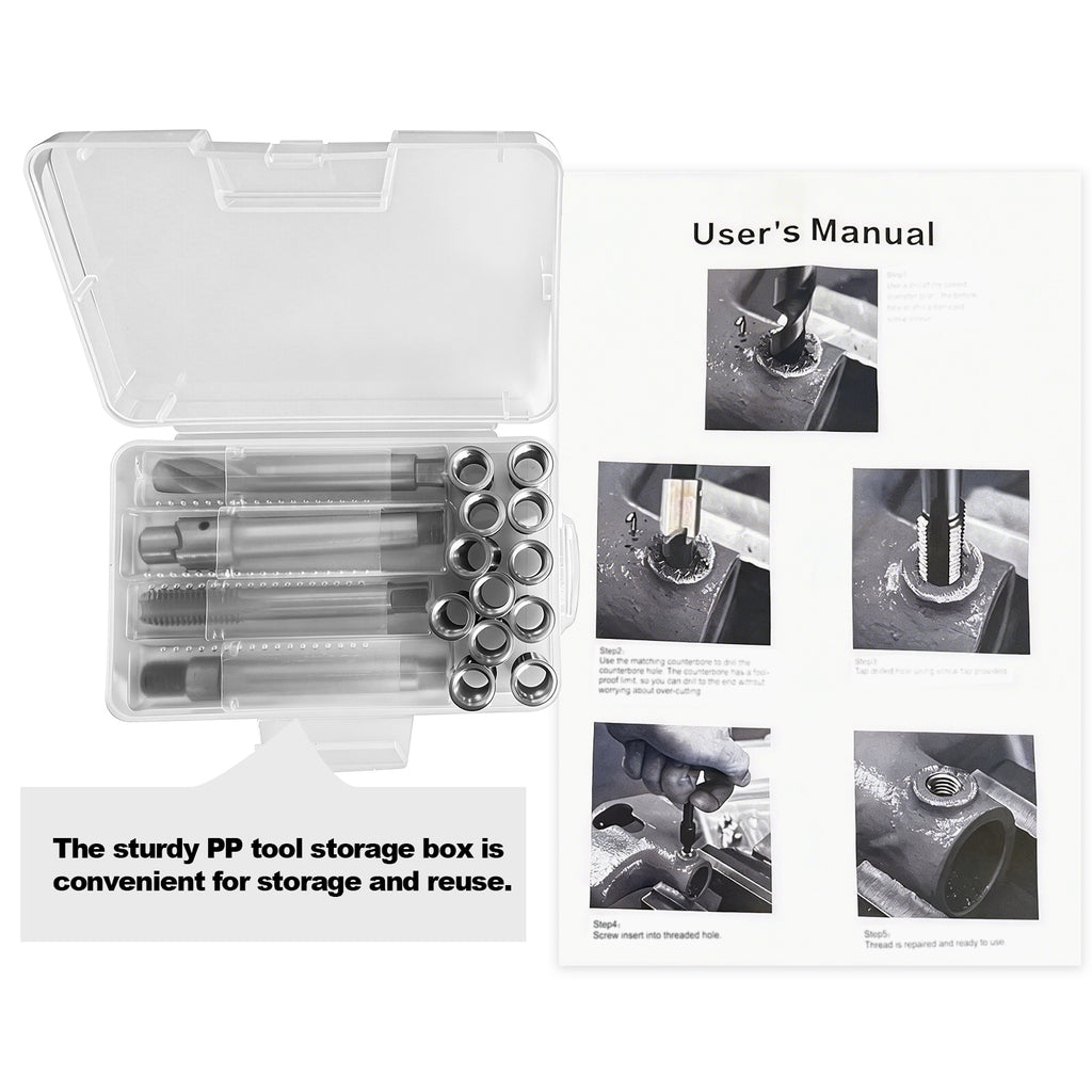 BZBMGMO M12x1.75 Thread Repair Kit, 12 Stainless Inserts(28.2mm), HSS Tools
