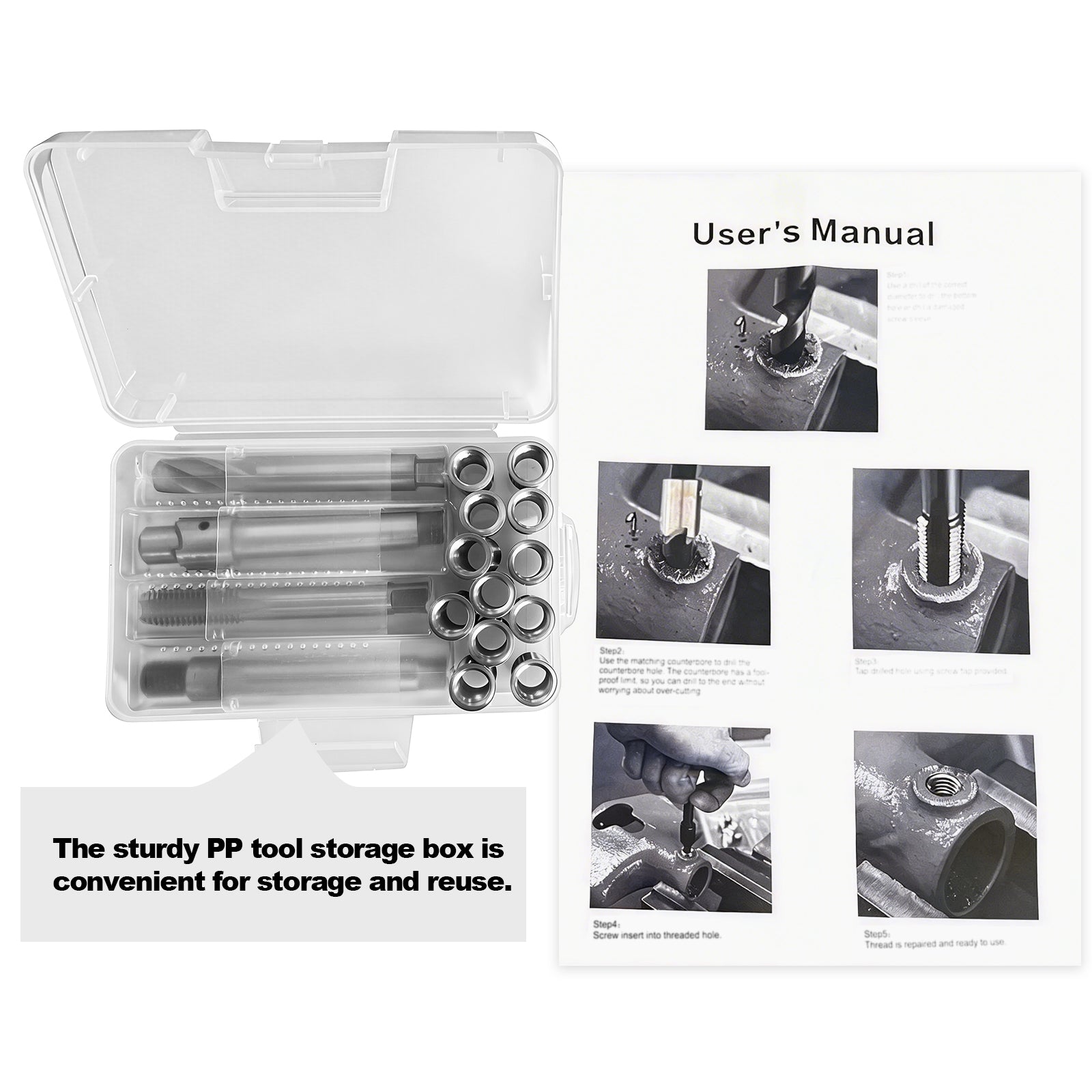 BZBMGMO M12x1.75 Thread Repair Kit, 12 Stainless Inserts(28.2mm), HSS Tools