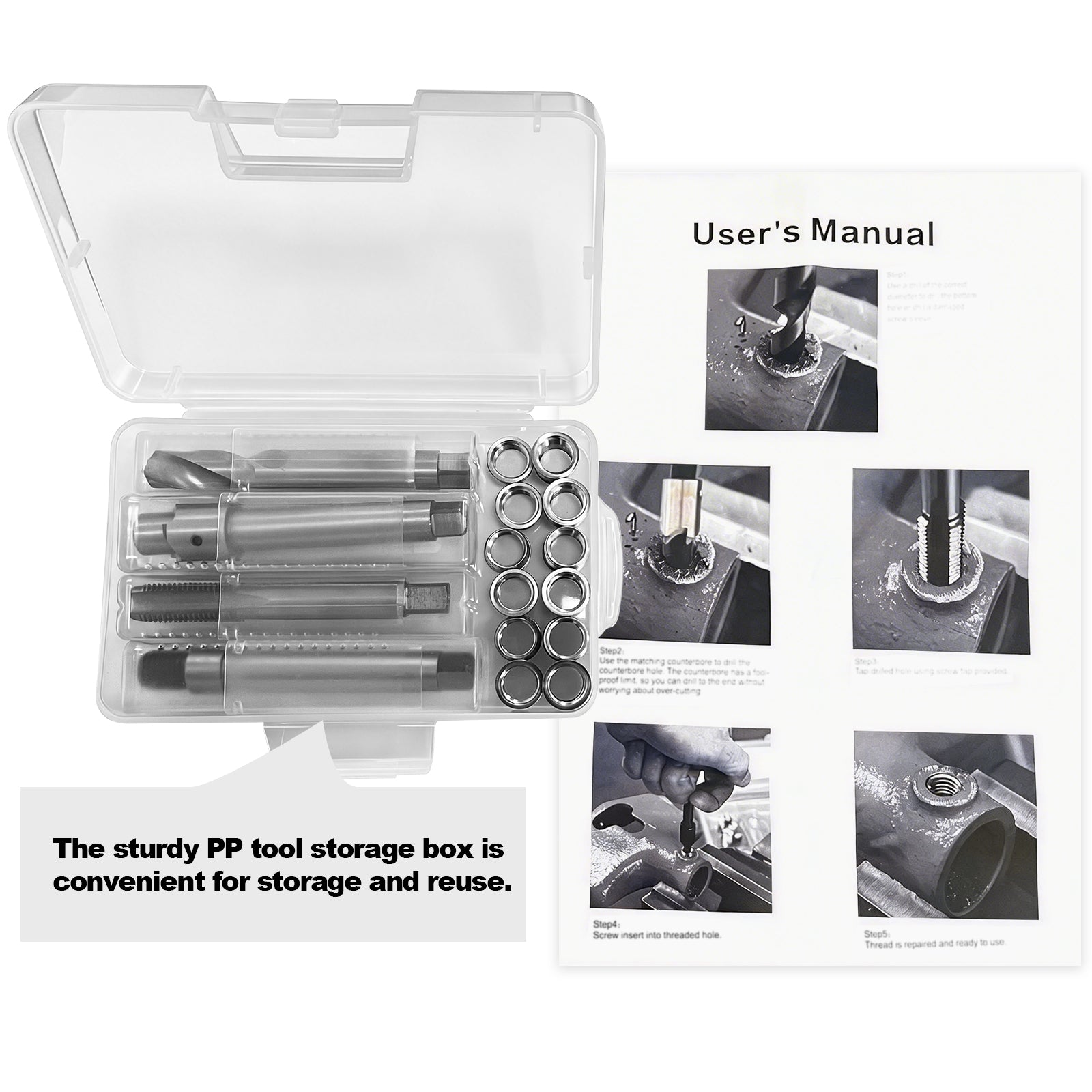 BZBMGMO M12x1.5 Thread Repair Kit, 12 Stainless Inserts(9.4/16.2mm), HSS Tools