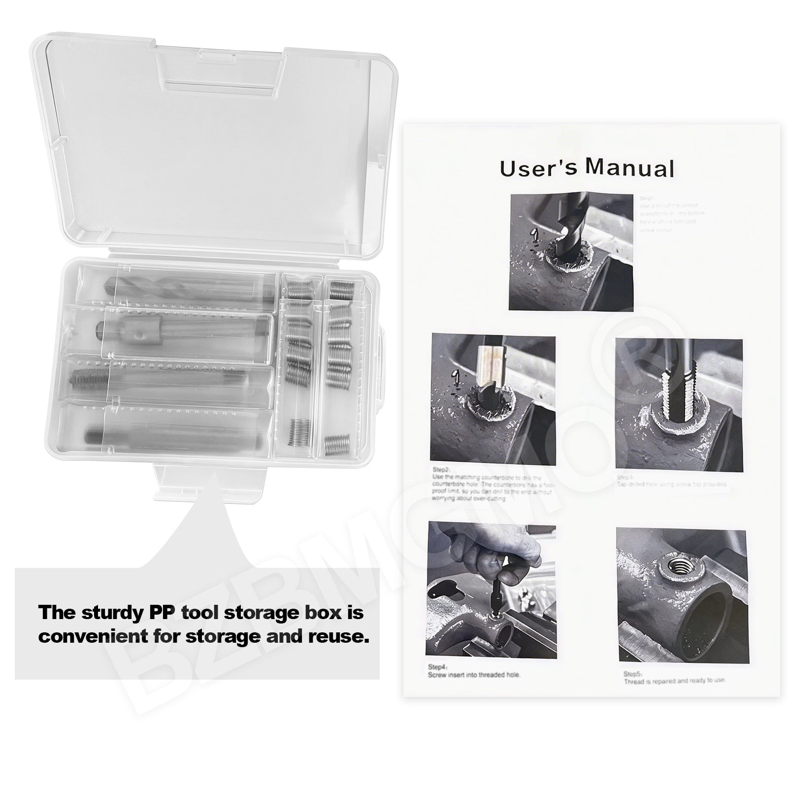 BZBMGMO M8x1.25 Metric Thread Repair Kit, 12 SS Inserts(11.7mm), HSS Tools