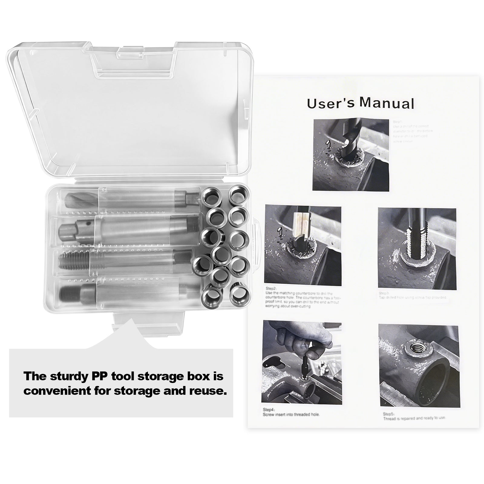 BZBMGMO M14x1.5 Thread Repair Kit, 12 Stainless Inserts(24.5mm), HSS Tools