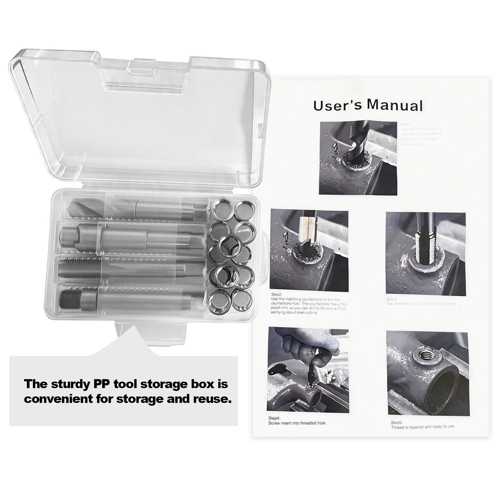 BZBMGMO M14x1.5 Thread Repair Kit, 12 Stainless Inserts(16.2mm), HSS Tools