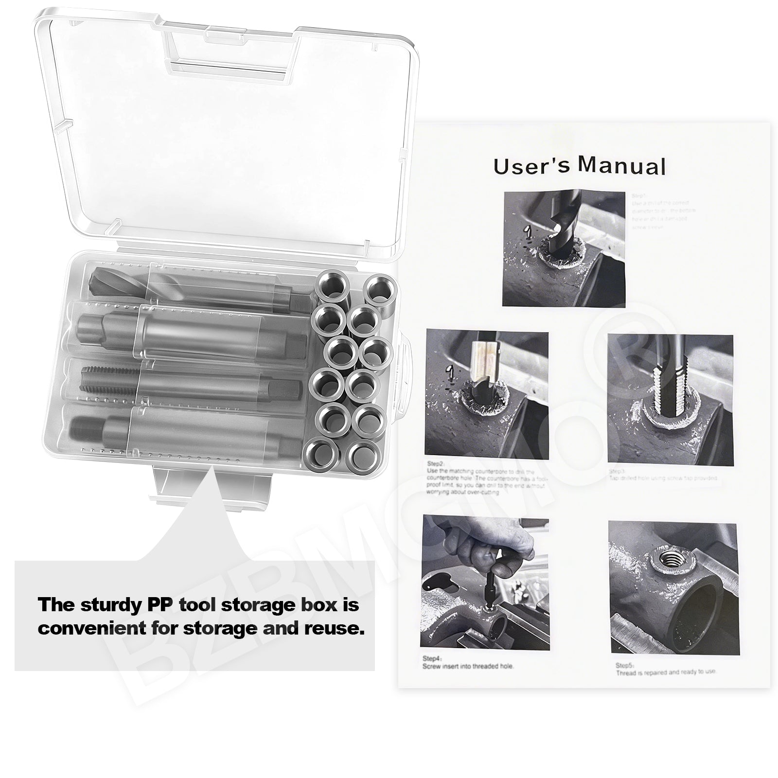 BZBMGMO M11x1.25 Thread Repair Kit, 12 Stainless Inserts(28.2mm), HSS Tools