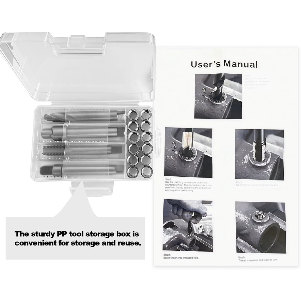 BZBMGMO M12x1.75 Thread Repair Kit, 12 Stainless Inserts(12.7mm), HSS Tools