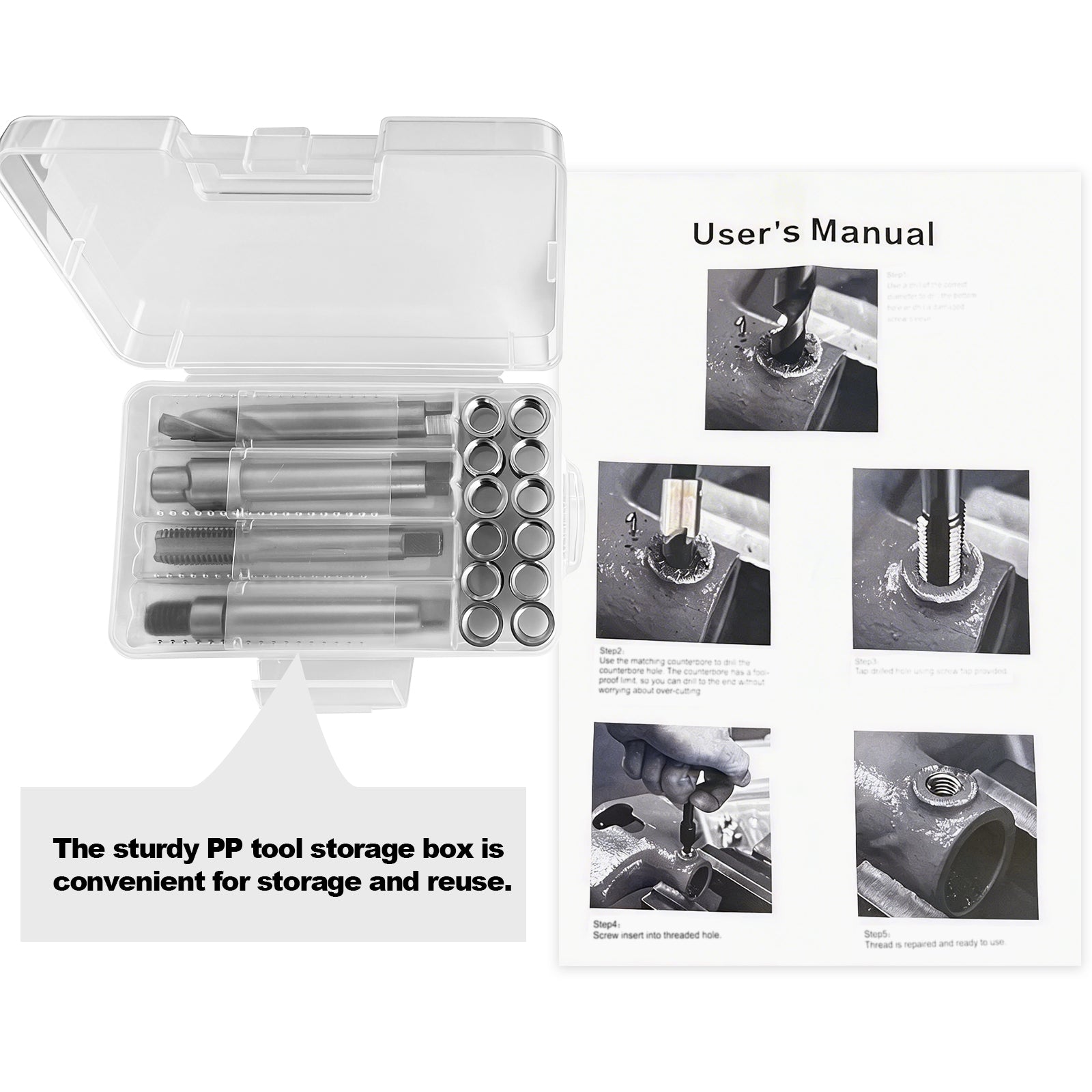BZBMGMO M12x1.75 Thread Repair Kit, 12 Stainless Inserts(12.7mm), HSS Tools