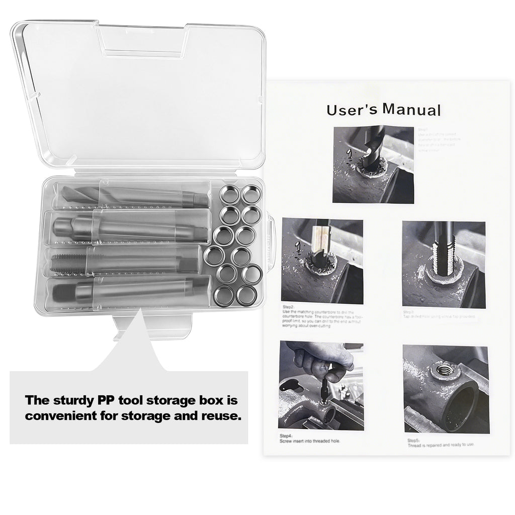 BZBMGMO M12x1.5 Thread Repair Kit, 12 Stainless Inserts(9.4mm), HSS Tools