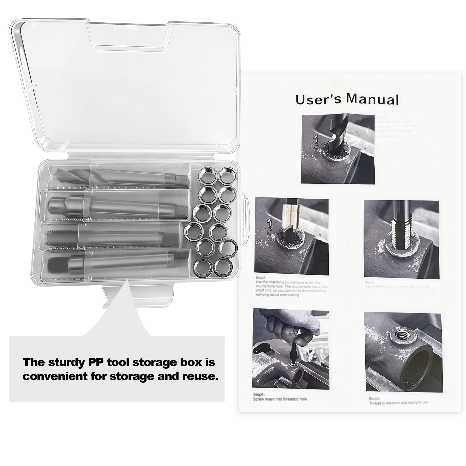 BZBMGMO M12x1.5 Thread Repair Kit, 12 Stainless Inserts(9.4mm), HSS Tools