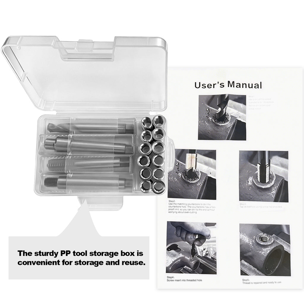 BZBMGMO M11x2 Thread Repair Kit, 12 Stainless Inserts(30mm), HSS Tools