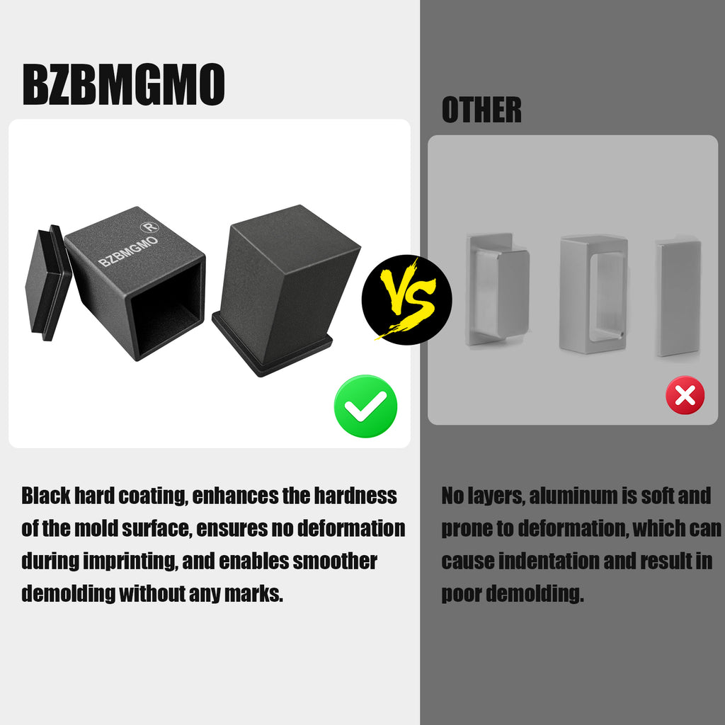 BZBMGMO 1"x1" Precision Square Pre-Press Mold – 6061 Aluminum CNC Tool