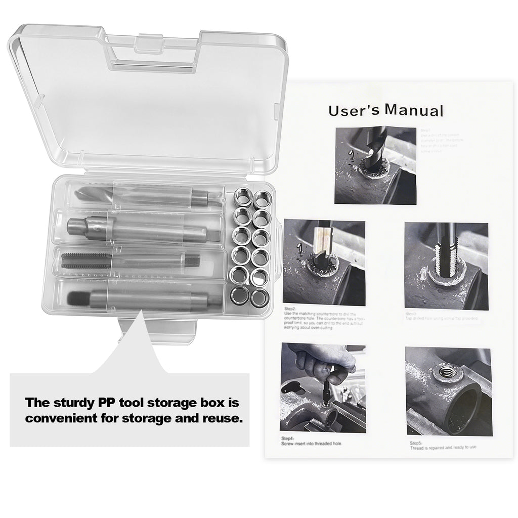 BZBMGMO M12x1.25 Thread Repair Kit, 12 Stainless Inserts(24.5mm), HSS Tools