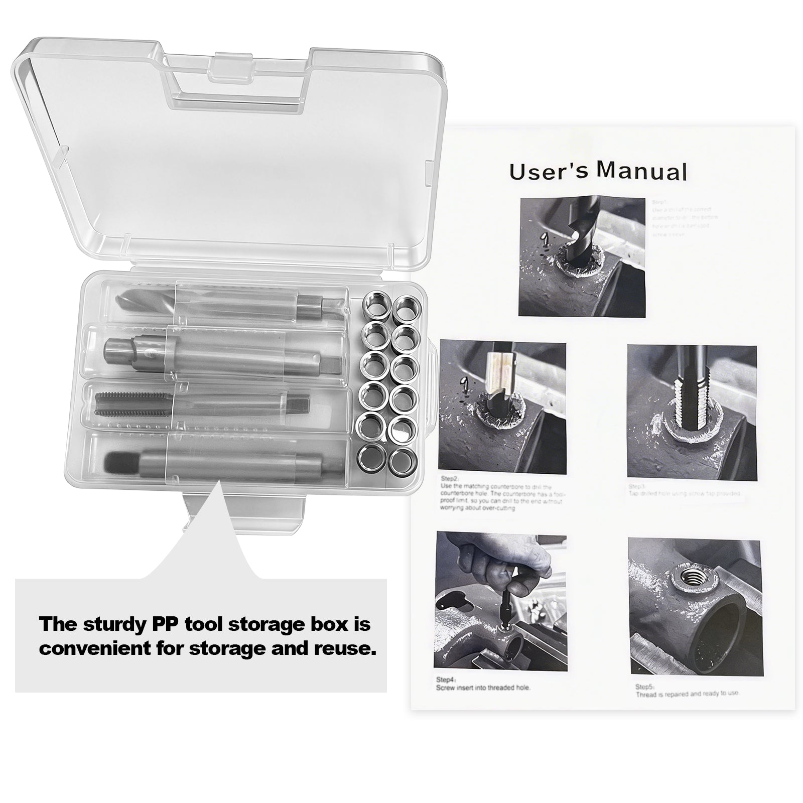 BZBMGMO M12x1.25 Thread Repair Kit, 12 Stainless Inserts(24.5mm), HSS Tools